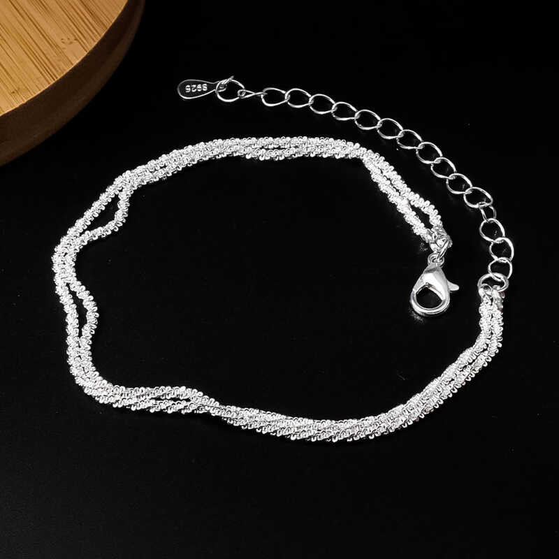 High-End S Silver Simple Anklet ประณีต Twist All-Match Niche Anklet