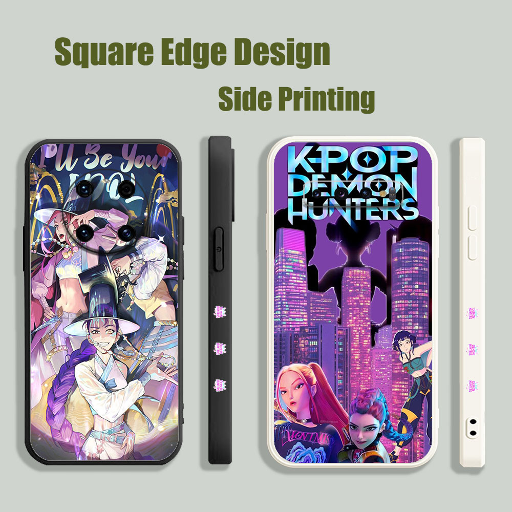 ปลอกสําหรับ OPPO A16E A16K A94 Reno7z 5G A55 A74 A57 2022 4G A17 Kpop Demon Hunters สีชมพู XWC84 เคส