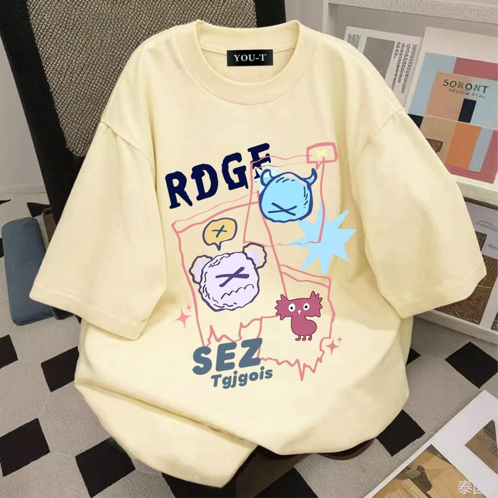 ผู้หญิง เสื้อยืด oversize เกรดพรีเมียม เสื้อคอตตอน100% ไม่หดตัว ใส่สบาย การ์ตูนน่ารัก ลาย "SEZ"