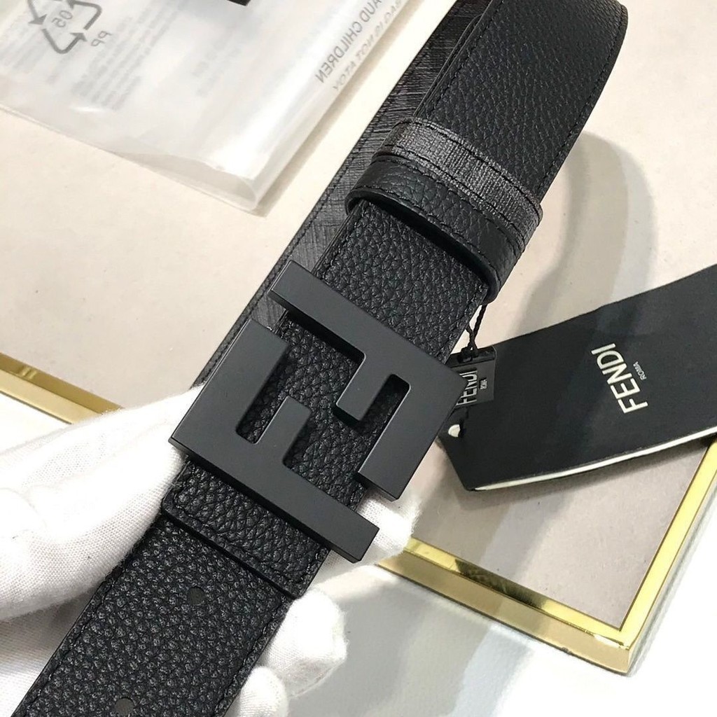 Fendi Casual Reversible Belt Mens FF เข็มขัดใหม่ธุรกิจอเนกประสงค์เข็มขัดกางเกงคลาสสิก