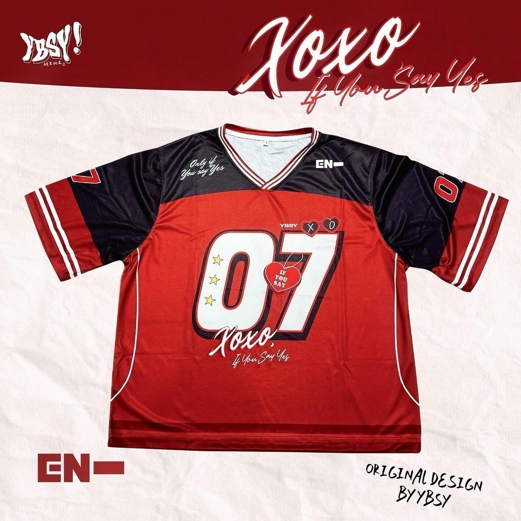 ชื่อและหมายเลขที่กําหนดเองฟรีดีไซน์ใหม่ EN- เสื้อพิเศษสําหรับคุณโรแมนติกยุค Enhypen Jersey - X.O