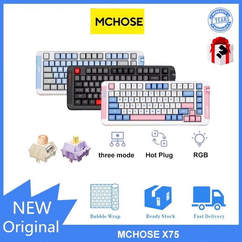 Mchose X75 คีย์บอร์ดไร้สาย สามโหมด RGB