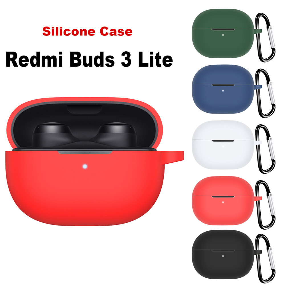 เคสหูฟังซิลิโคนอ่อนนุ่มพร้อมตะขอสําหรับฝาครอบป้องกันหูฟังไร้สาย Redmi Buds 3 Lite
