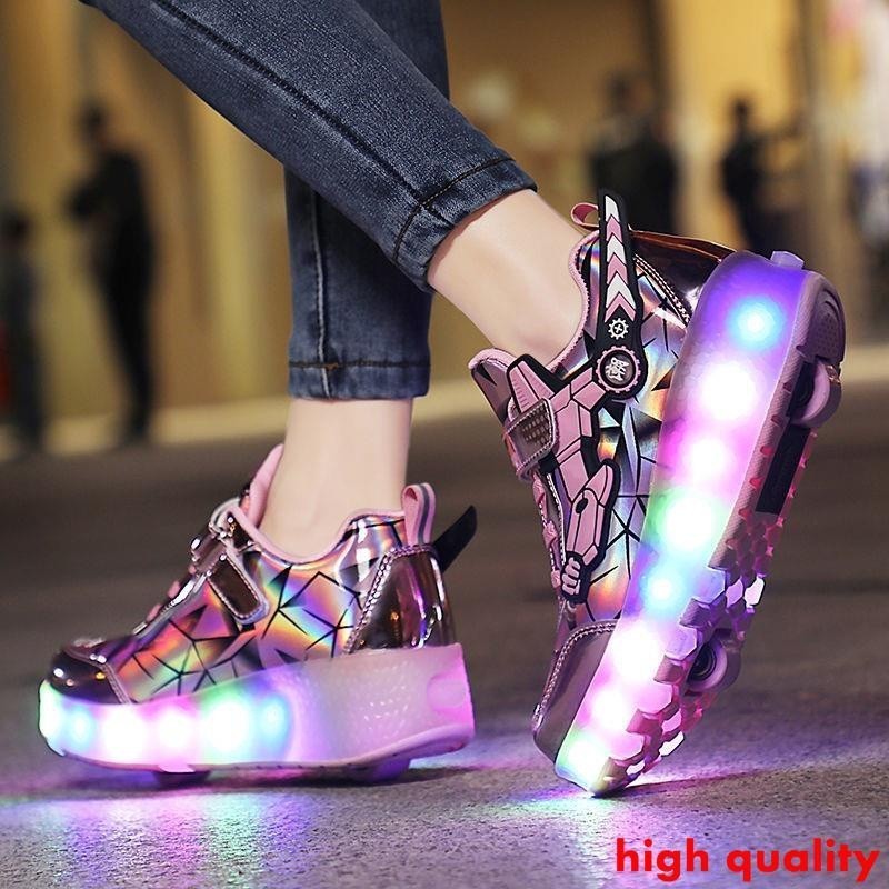 [Cod] เด็กชายและเด็กหญิง Heelys สองล้อใหม่พร้อมไฟและสวิตช์ TUZH