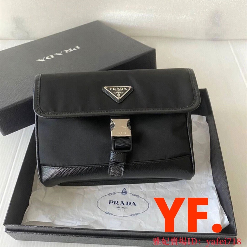 มือสอง] PRADA Re-Nylon ไนลอนหนังกระเป๋าโทรศัพท์มือถือกระเป๋าสะพายข้างกระเป๋าสะพาย 2ZH108 unisex จัด