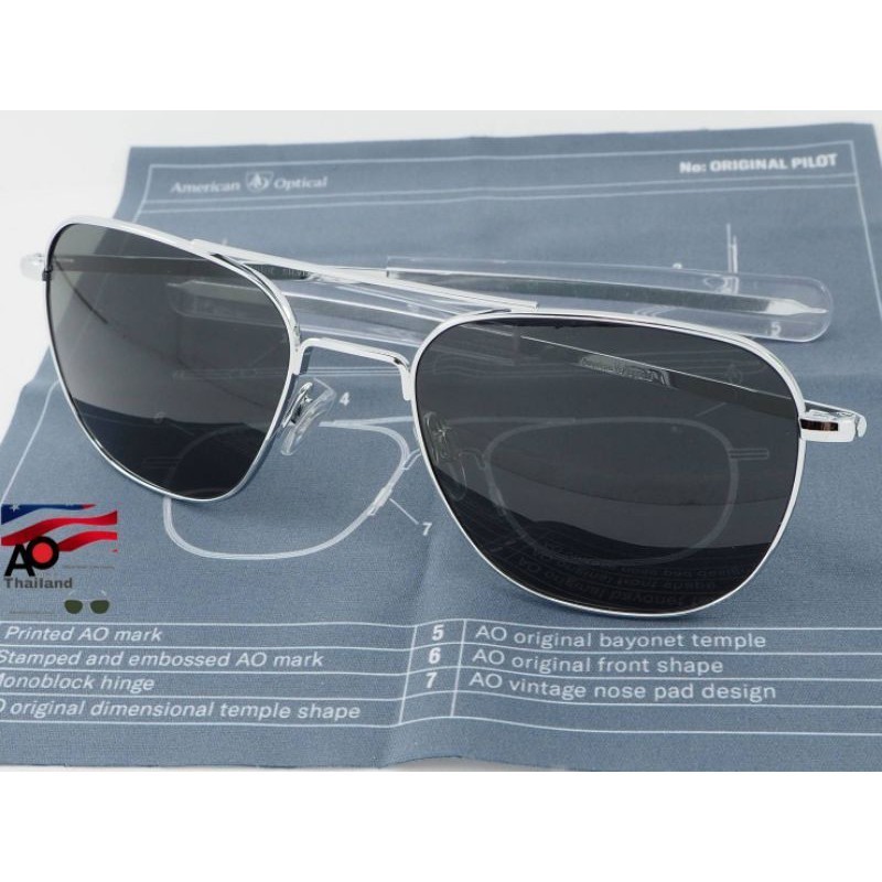 ป้องกันแดด แว่นตาAO Eyewear แท้ รุ่น Pilot Made in USA.ตัวที่นักบินทั่วโลกนิยมใช้มากที่สุดในโลก เลน