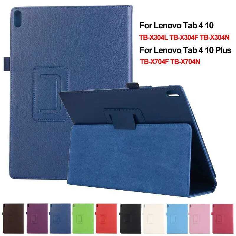 PU ปกแท็บเล็ตพับหนัง TB-X304L TB-X304F/N สำหรับ Lenovo Tab 4 10 Plus เคส Coque TB-X704F/N