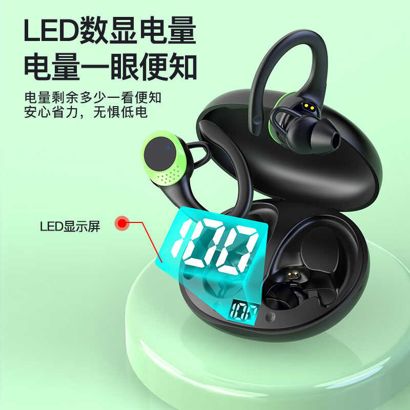 AX9 ชุดหูฟังบลูทูธไร้สายที่แท้จริงแบบแขวนหูประเภทจอแสดงผลพลังงานการตัดเสียงรบกวนการโทร ENC