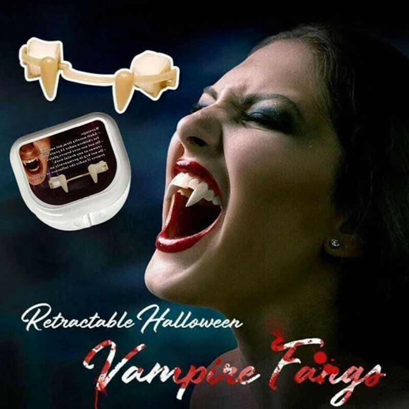 Retractable Vampire Teeth Halloween Decoration Dracula Fake Teeth Monster Werewolf Fangs Cosplay Co