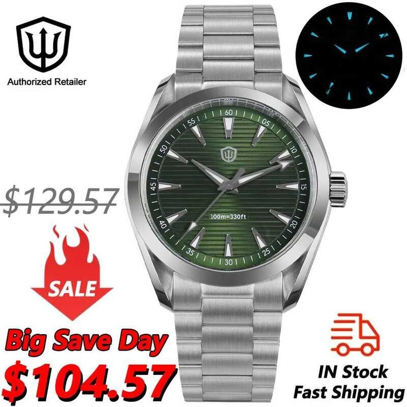 Watchdives นาฬิกา WD0006 นาฬิกา VH31 กลไกวินาทีแบบกวาด คริสตัลแซฟไฟร์โดม BGW9 เรืองแสง กันน้ำ 10 บาร