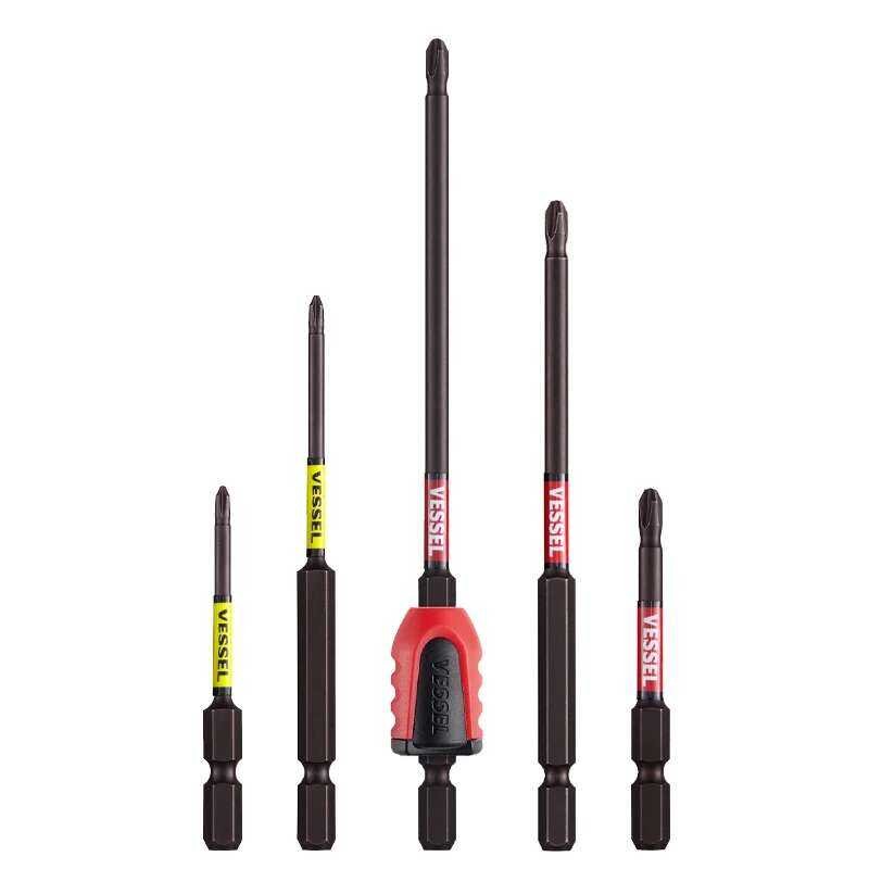 VESSEL ชุดดอกไขควง ขนาด 65 มม.-150 มม. พร้อมหัวหกเหลี่ยม 1/4 หมายเลข SS16 PH1, PH2 มม.     PH1,