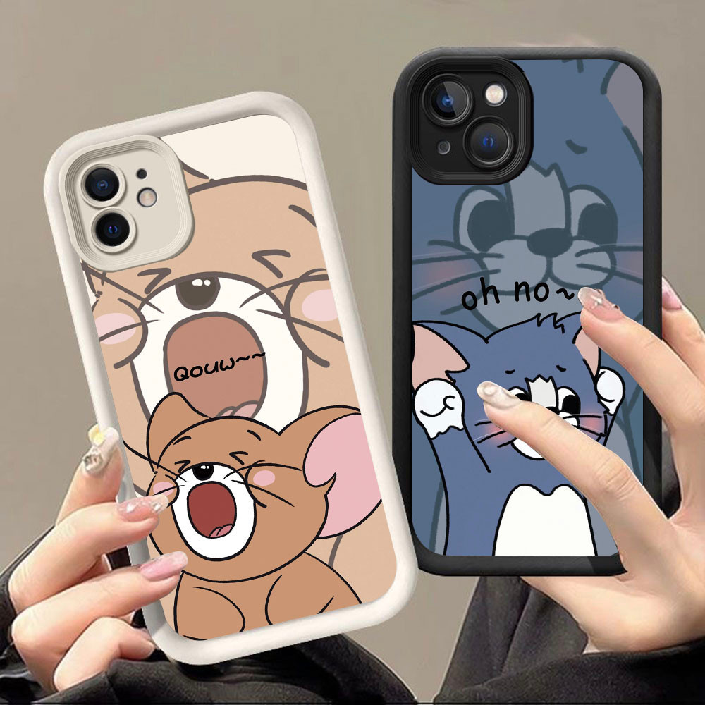 DF-105 Tom and Jerry Luxury Soft Casing สําหรับ iPhone 11 12 Mini 13 Pro Max