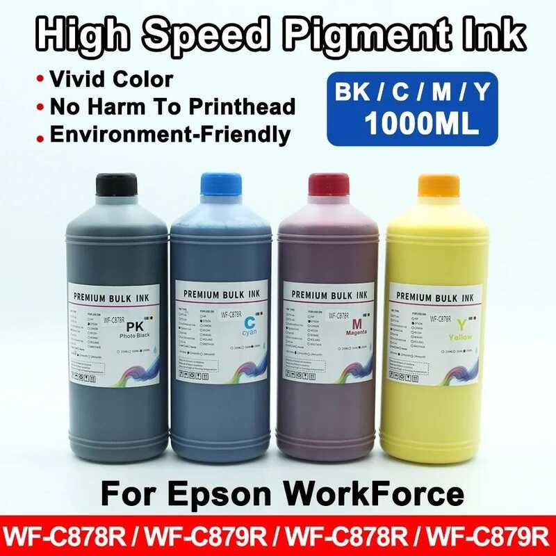 4 สี 1000ML ความเร็วสูงเม็ดสีสําหรับ WorkForce WF-C878R WF-C879R C878R C879R เครื่องพิมพ์ Vivid สี