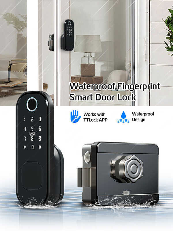 ❤ Boland Tuya Lock Waterproof Wifi Ttlock Fingerprint Smart Card Digital Code Electronic Door