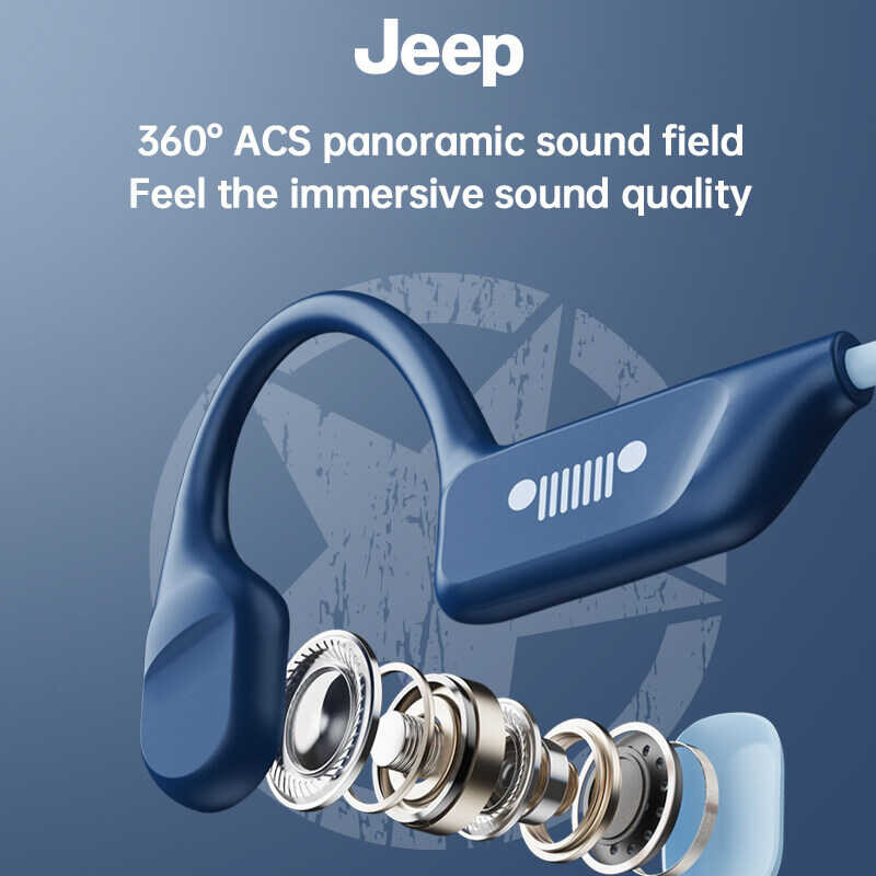 Jeep Ec006 Ipx6 Waterproof AIR Conduction Headphones Bluetooth V5.3 - Sports Open Ear Wireless Head