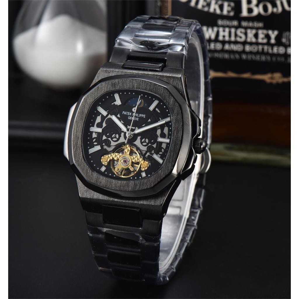 Patek PHILIPPE PATEK PHILIPPE Mechanical Movement นาฬิกาสแตนเลส Skeleton Dial นาฬิกาผู้ชาย