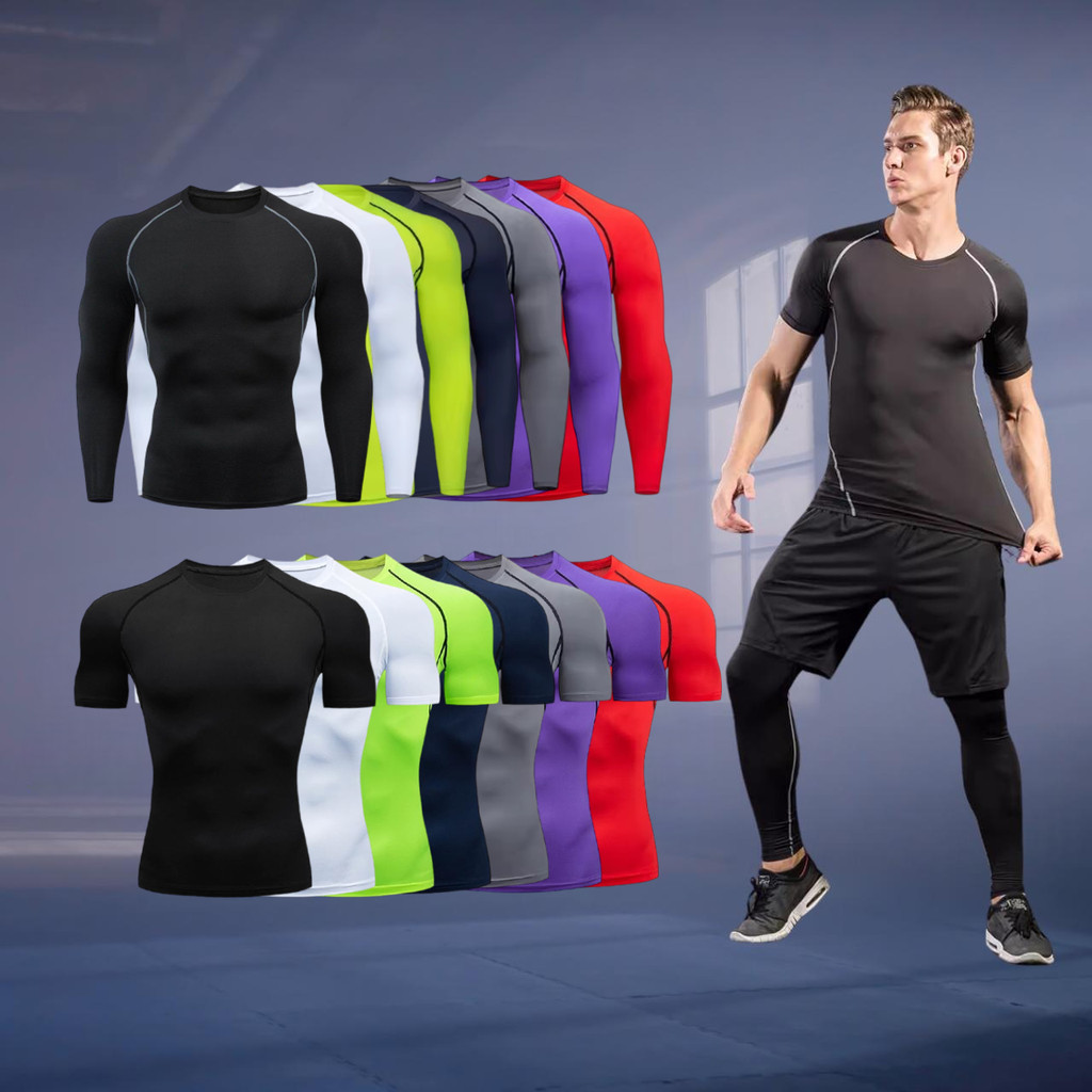 (BREATHABLE MATERIAL) ผู้ชาย GYM Tights Man GYM เสื้อกลางแจ้งเสื้อวิ่งจ๊อกกิ้งเสื้อเหงื่อเสื้อการบีบ
