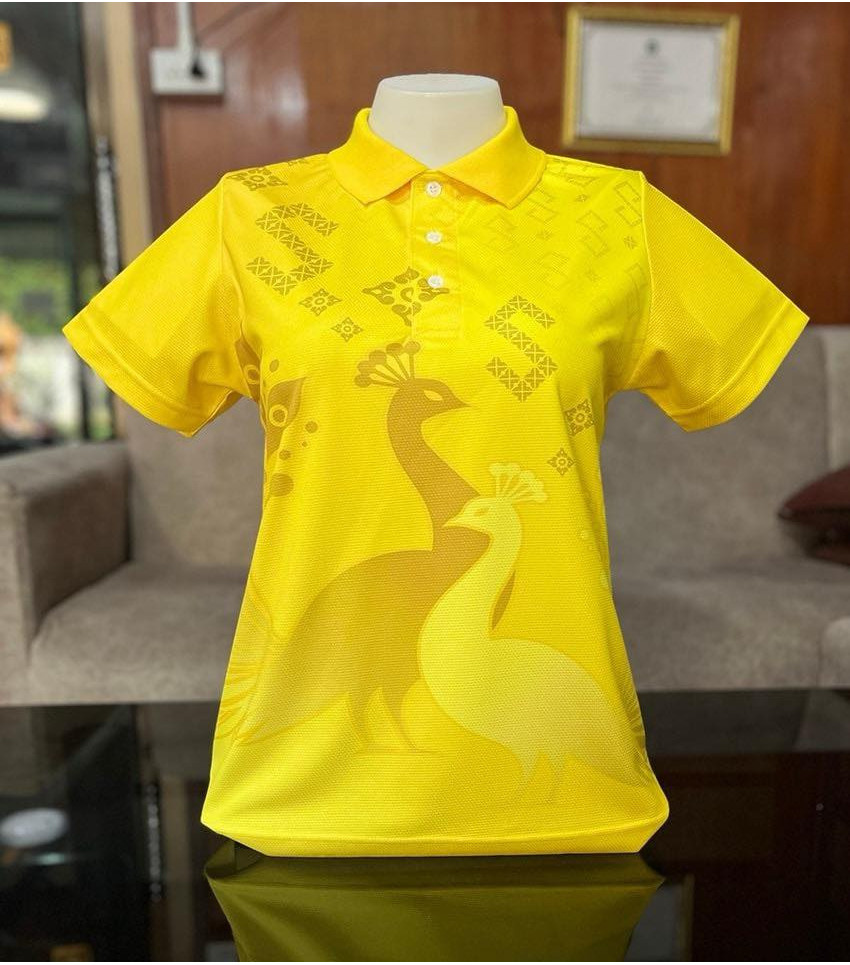 เสื้อโปโลลายดอกไม้ไทยพิมพ์ลายนกยูง 3ง แขนสั้นระบายอากาศหลวมสบาย ๆ โปโลสําหรับผู้ชายและผู้หญิงในฤดูร้อน