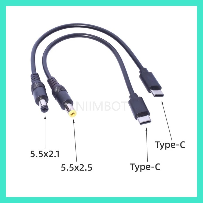 a 5V/3A 15W USB Type C Male to DC 5.5X2.5mm / 5.5x2.1mm Male Power Jack Extension Charge Cable Char