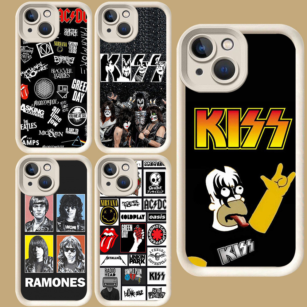 R7 แฟชั่น Rock Band Casing สําหรับ iPhone 8 7 Plus 6s 14 6 13 Pro Max สีขาว