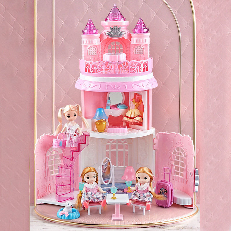 Mini House Player Toys Castle Toys Fantasy Furniture Doll Bedroom Bedroom Castle Suitcase Girls Min
