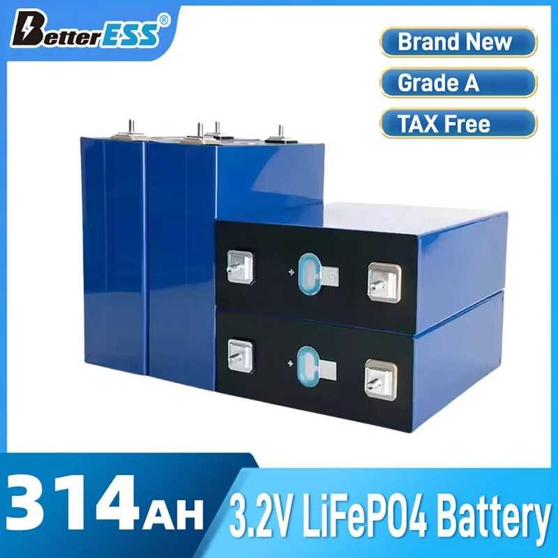แบตเตอรี่ลิเธียมไอออนฟอสเฟต Lifepo4 ใหม่ เกรด A 3.2V 314Ah 100AH DIY 24V 48V สำหรับโซลาร์แคมป์ปิ้ง