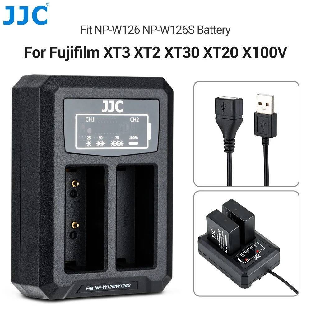 NIT JJC USB แบตเตอรี่กล้อง Fit NP-W126/126S แบตเตอรี่สําหรับ Fujifilm XS10 XE4 XE3 XE2 XT3 XT2 XT30I