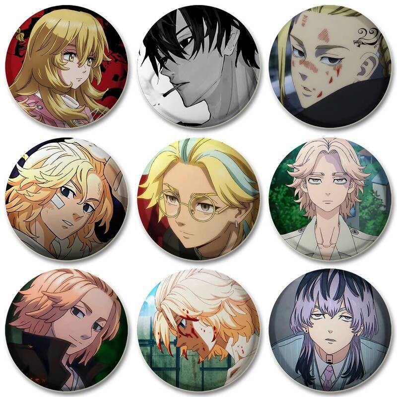 Tokyo Revengers ป้าย Haitani Brothers Ran Rindo ตัวเลขอะนิเมะเข็มกลัด Tintu สี่ Heavenly Kings Pin D