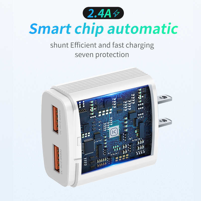 【Buy 1 Take 1】Kuulaa Wall 5V/2.4A Dual USB US Tablet Multi Plug Travel Fast Charger For Android S
