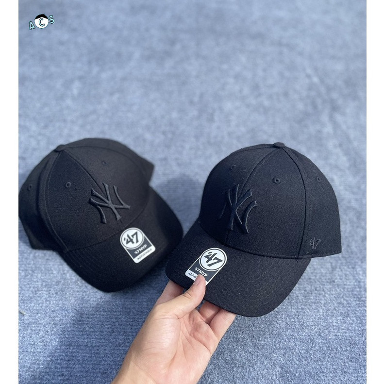 [ ผลิตภัณฑ ์ ของแท ้ ] MLB x 47 Brand Usa-Logo New York all black Hat