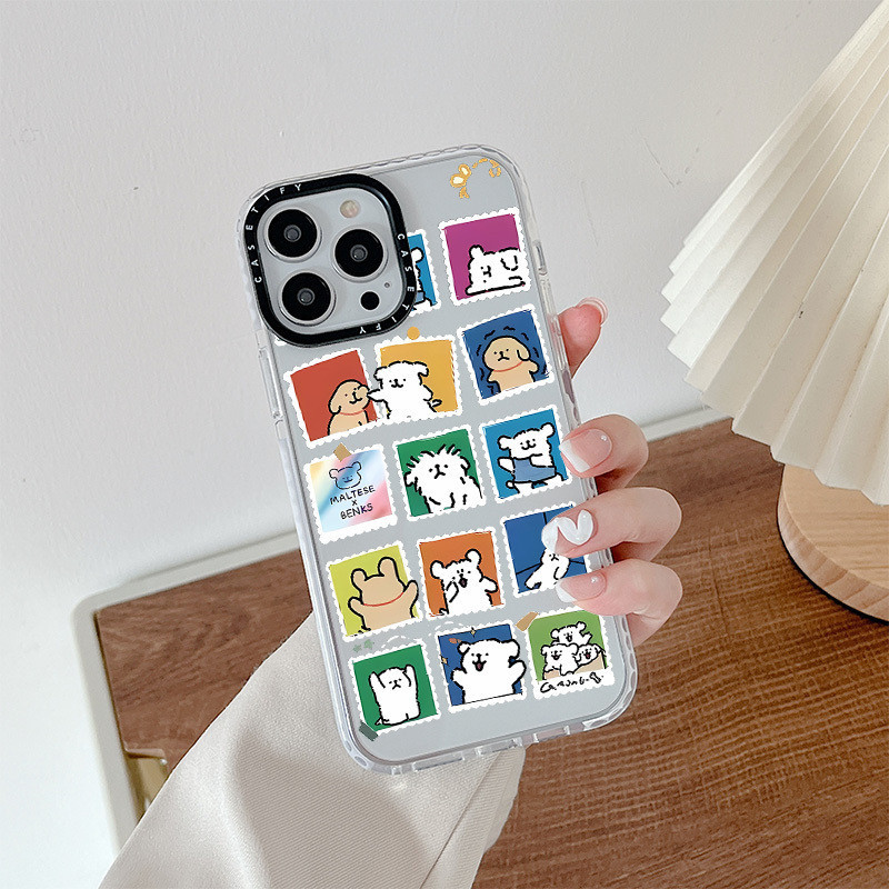 น่ารักการ์ตูนกรอบรูปลูกสุนัขสําหรับiphone 11 14 15 Pro Max 12 13 Mini Cover X XR XS MaxซิลิโคนกันชนใสSE 2022 6 7 8 Plusปลอกกันกระแทก