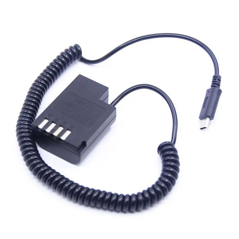DMW-BLF19 9 BLF19E DMW-DCC12 แบตเตอรี่ปลอมพร้อม USB Type C Spring Cable อะแ
