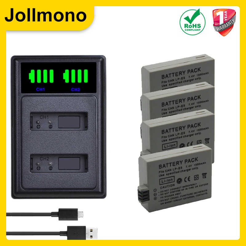 LP-E5 c Batteries LPE5 LP E5 Battery + Charger for Canon EOS 450D 500D 1000D X3 Kiss F Rebel Xsi