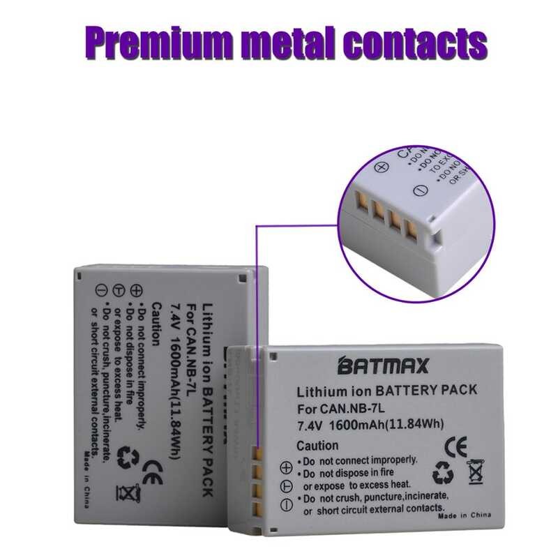 Batmax 6E5 Nb-7L NB 7L Nb7l 1600Mahแบตเตอรี่ + Dual USB Charger Type Cพอร์ตสำ