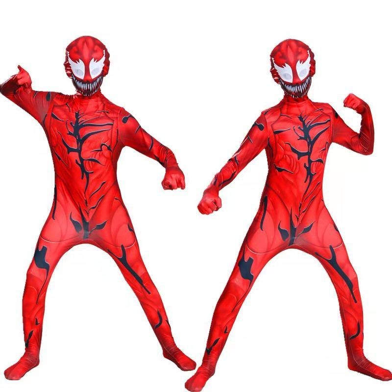 ฮาโลวีน cos Venom 2 Carnage Begins Red Venom Jumpsuit เสื้อผ้าแน่น Spider-Man Costume Hero