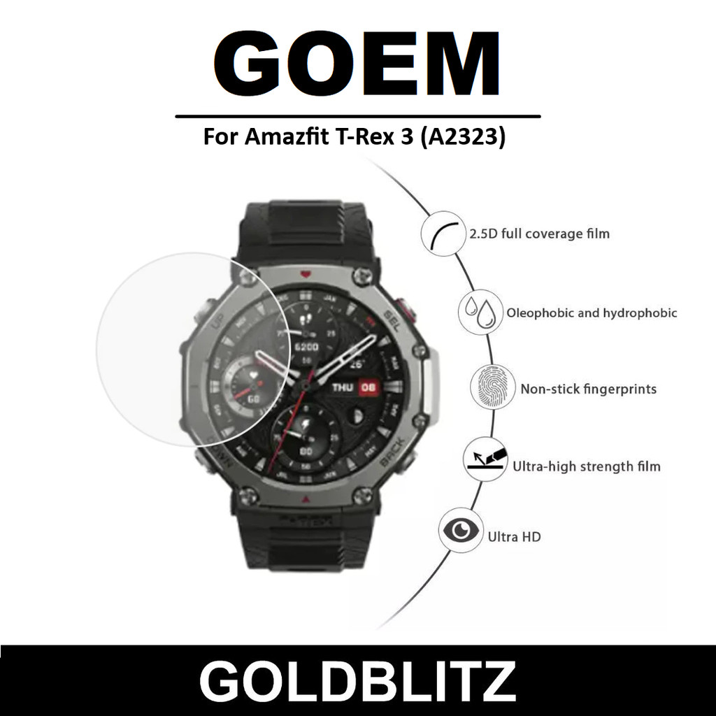 GLO กระจกนิรภัยป้องกันหน้าจอสําหรับนาฬิกา Amazfit T-Rex 3 / T-Rex 2 9H ความต้านทานรอยขีดข่วนความแข็ง