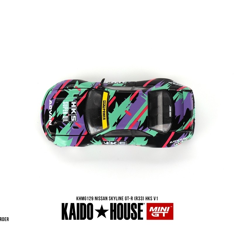 Kaido House+MINIGT 1:64 Nissan Skyline GTR R33 HKS V1 โมเดลรถอัลลอย - รูปที่ 3