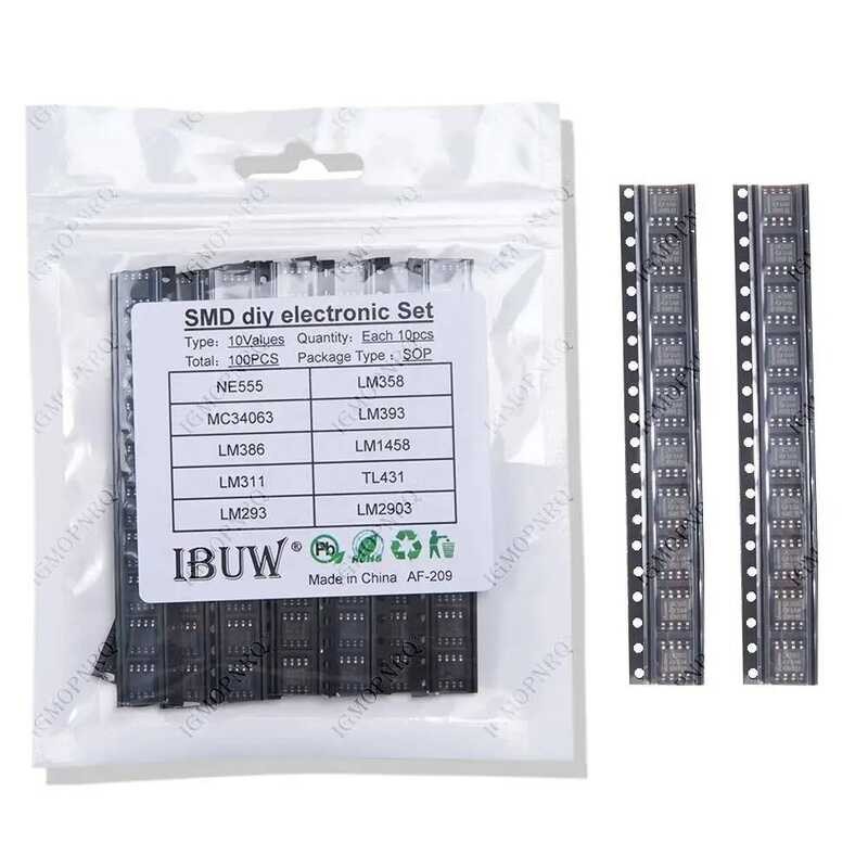 NE555 วงจรขยายเสียง LM358 MC34063 LM393 LM386 LM1458 LM311 TL431 LM293 LM2903 SOP8 10 ค่า*10 ชิ้น SM