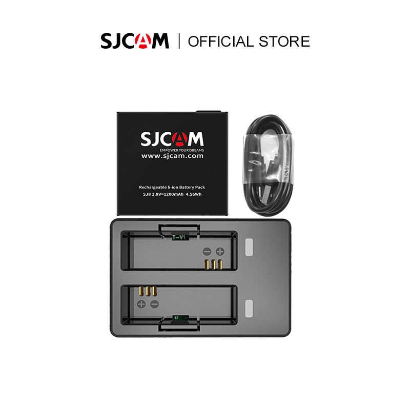 ❤ อุปกรณ์เสริมกล้องกีฬาเครื่องชาร์จแบตเตอรี่คู่รองรับกล้องกีฬา SJCAM Sj6/ Sj8/Sj10/Sj11/Sj4000/