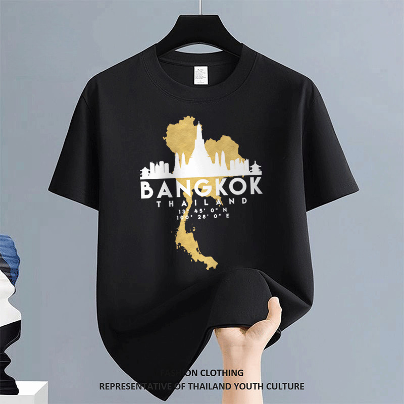 [COD] สีขาว-ดำ สีดําแขนสั้น คอกลม COOL ผู้ชาย เสื้อยืดผู้ชาย วินเทจ ลายการ์ตูน FASHION CASUAL สตรีทแฟชั่น