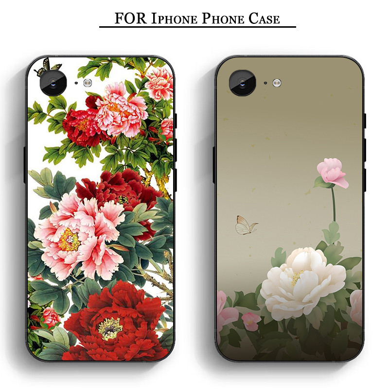 LH235 rose flower peony red iPhone 11 12 Pro Max Mini 6 7 8 Plus Plus 6S X XS Max XR SE Soft Case