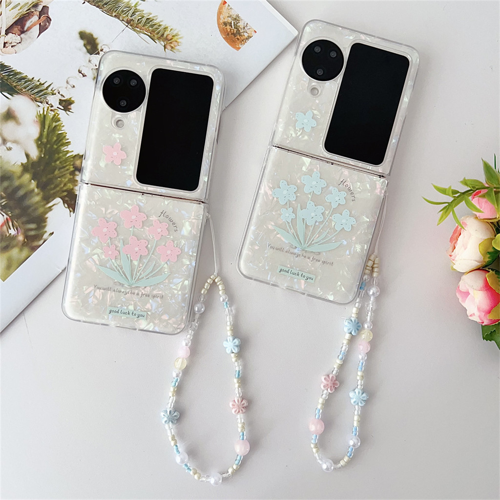 เกาหลีน่ารักรูปแบบเปลือกดอกไม้สร้อยข้อมือเคสโทรศัพท์สําหรับoppo N3Flip N3 Flip N3Flip N2Flip N2 Flip