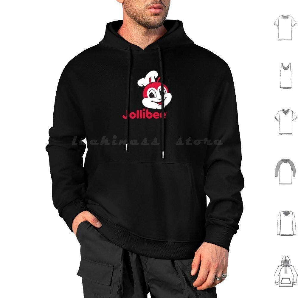 Retro Jollibee Hoodies แขนยาวไม้อาหารตลก