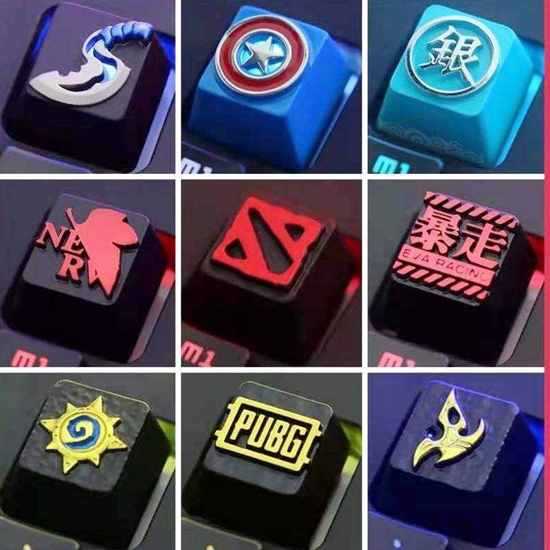 Tiktok ขายร้อนโปร่งแสงที่ไม่ซ้ํากัน Keycap สองมิติโลหะ Keycap มีด Tower กินไก่เกมคีย์บอร์ด g610 Keyc