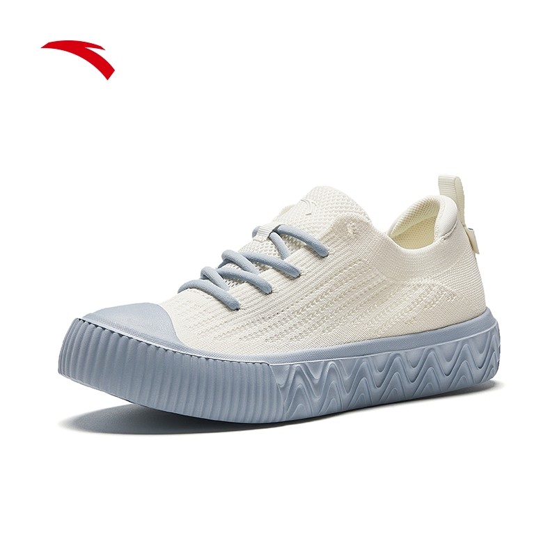 ฟิกเกอร์ Anta Women Flyknit X-game Shoes รองเท้าสเก็ต 1224B8014-2- สีขาวงาช้าง (Kasut Kasual Wanita