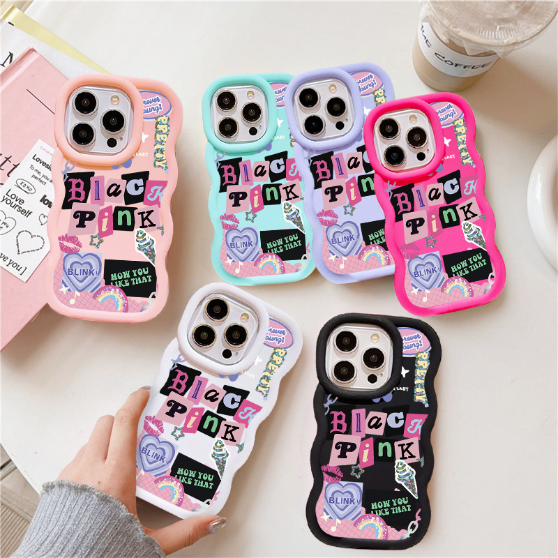 สําหรับ Xiaomi Redmi 9C 9T 10A 10X 11A 12 12C 13C A3 A1 A2 Plus/Xiaomi Poco C50 C65 M3 M6 Pro X6 Casing แฟชั่น Simple BLACKPINK ตัวอักษร Macaronซิลิโคนอ่อนนุ่มกันกระแทก