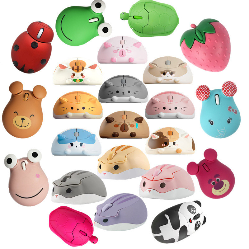 เมาส์ออปติคอลคอมพิวเตอร์ AKKO Capybara Cat Hamster Theme เมาส์ไร้สาย 2.4GHz น่ารักการ์ตูน Creative Silent Mice Ergonomic Gaming Mouse Mute สําหรับแล็ปท็อป PC Office Notebook