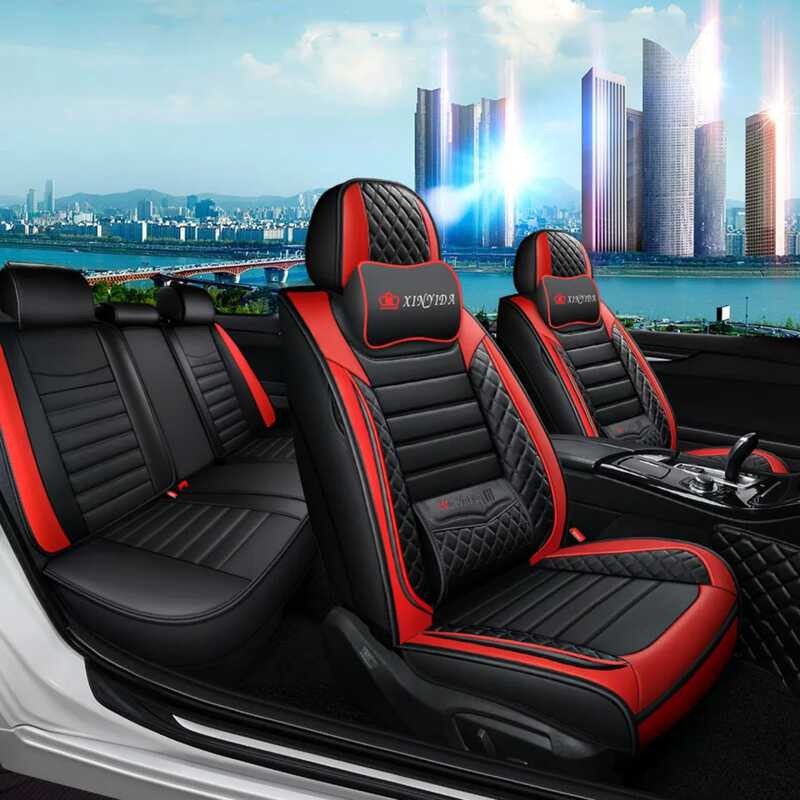 ▩ ฝาครอบเบาะหนังสีดำสีแดงสำหรับออดี้ A4 B8 B6 B7 Avant A3 8P A