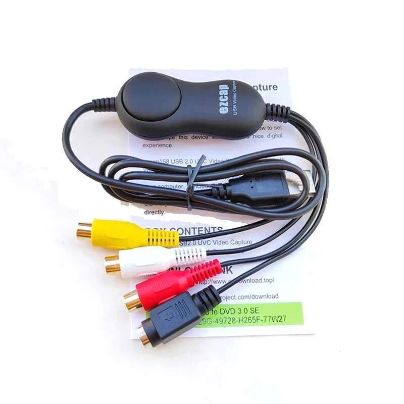 Ezcap158 USB 2.0 การ์ดจับภาพวิดีโอ AV S-Video บันทึกวิดีโออะนาล็อกสําหรับ VHS,V8,Hi8 เครื่องเล่นกล้อ