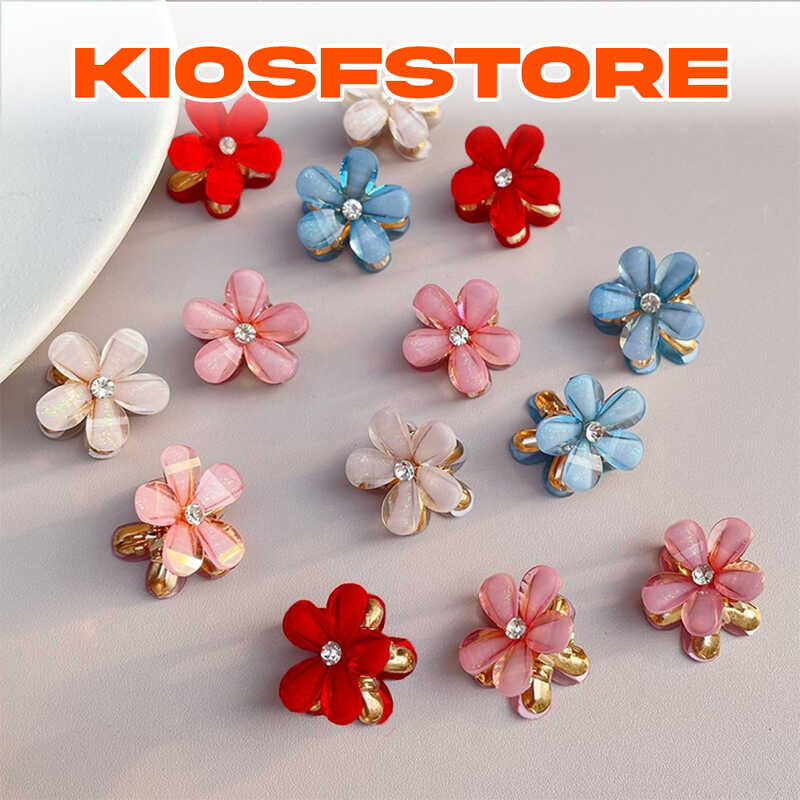 KFS - H912 FLOWER-SHAPED กิ๊บติดผม 4 ชิ้น น่ารัก เครื่องประดับผมผู้หญิง FRINGE-MODEL CLIPS